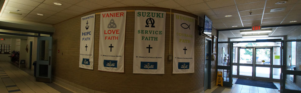 St. Monica Catholic School virtue banners